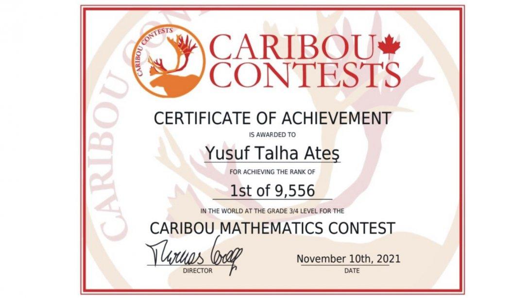 Uluslararası Caribou Contests Matematik Yarışması'nda Birincilik